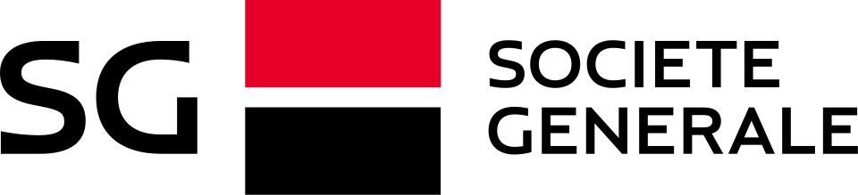 Logo Société Générale officiel, carré rouge et noir avec bande blanche centrale