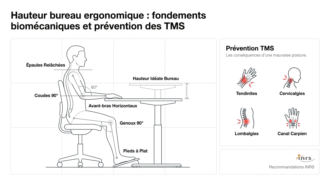 Schéma posture idéale au bureau
