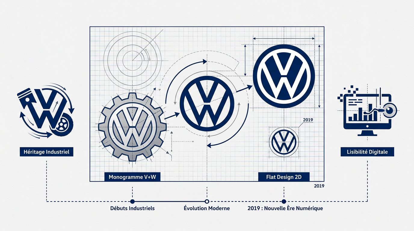 Évolution du logo Volkswagen vers le flat design