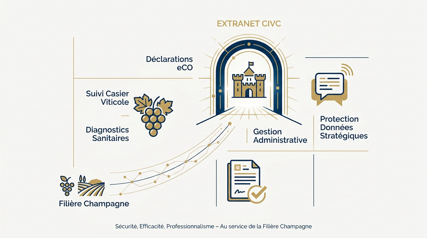 Interface de connexion sécurisée à l'extranet du Comité Champagne