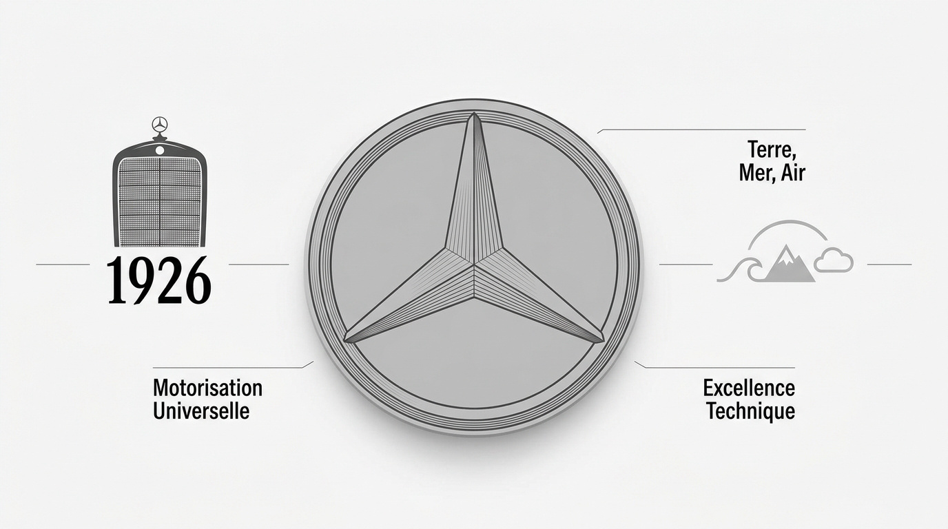 Logo historique Mercedes-Benz 1926 symbolisant l'excellence industrielle