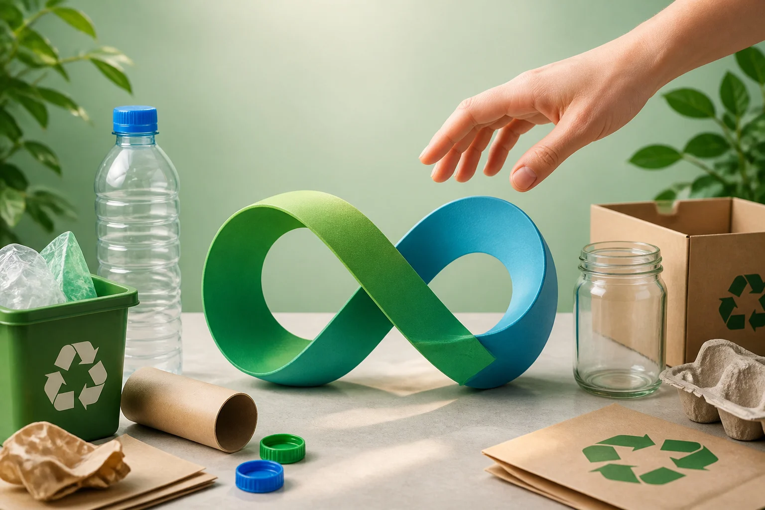 Symbole du recyclage et materiaux