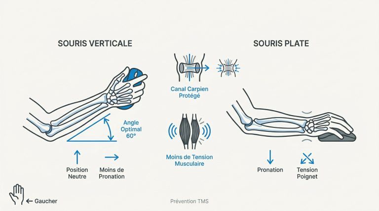 Souris ergonomique gaucher : prévenir les TMS au travail