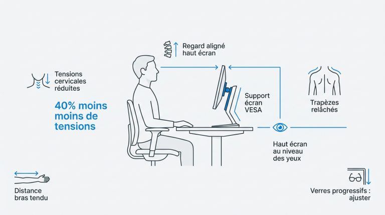 Support écran pc : ergonomie et prévention des TMS