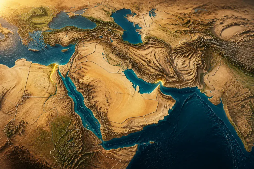 Carte topographique 3d du moyen orient
