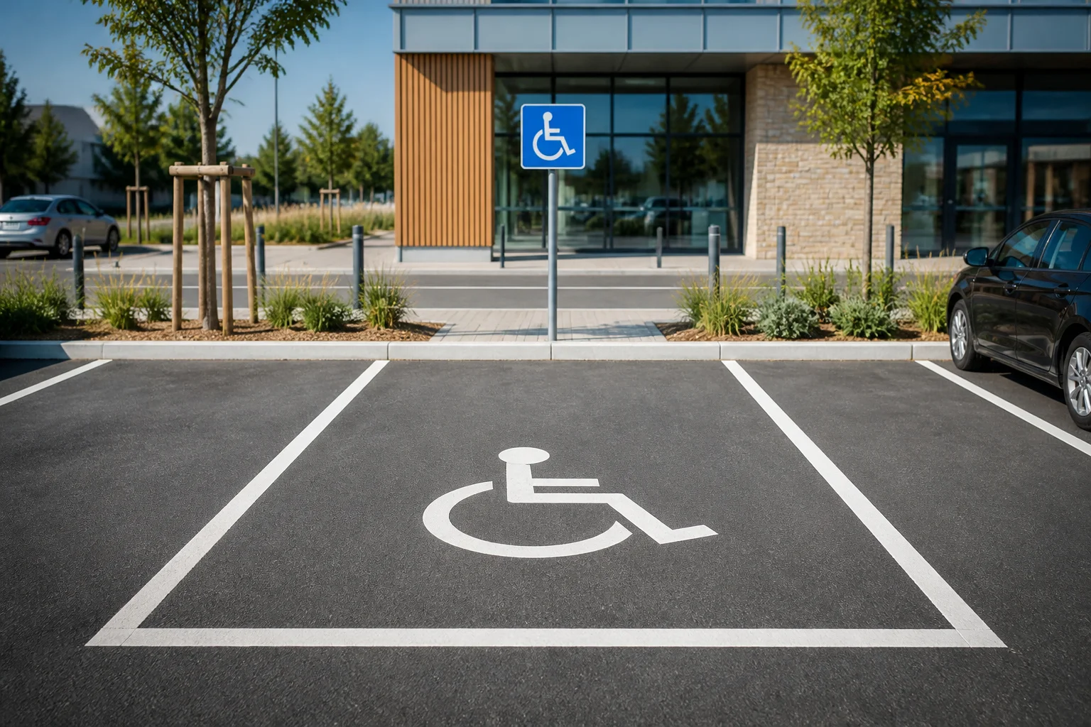Place de parking pmr bien signalisee
