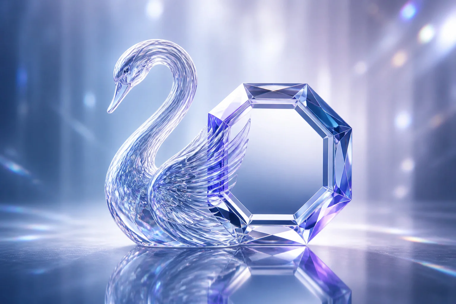Cygne de cristal et octogone etincelant