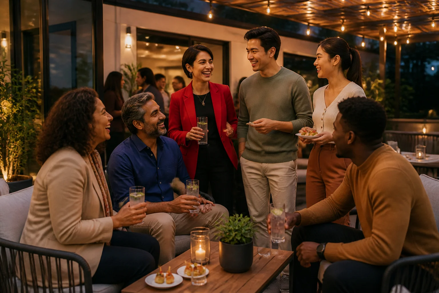 Rassemblement convivial en soiree