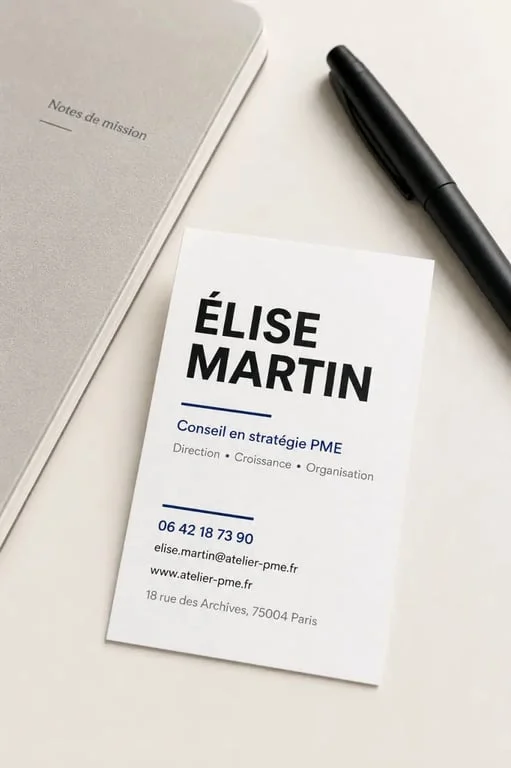 Carte de visite originale minimaliste pour consultant ou dirigeant de PME
