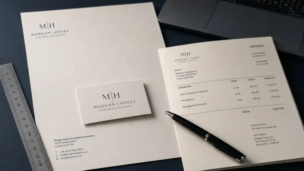 Logo expert comptable : sobriété, lisibilité et identité visuelle complète